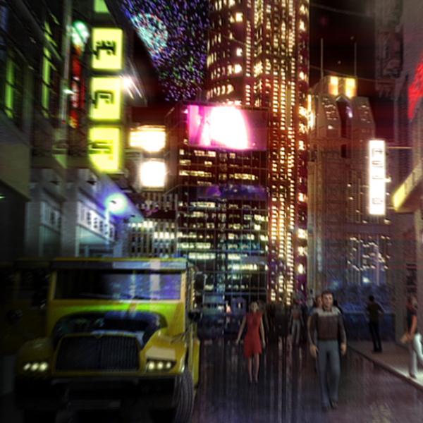 Animazione 3D città futuristica
